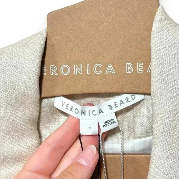 NWT Veronica Beard Parineti Linen Metallic Cream Silver Dickey Blazer Jacket 2 - Picture 12 of 16